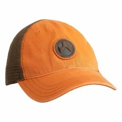 Adult Magpul Icon Patch Garment Washed Trucker Snapback Hat Orange/khaki